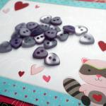 25x Tiny Lilac / Purple Heart Buttons
