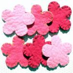 3x Multi Pack Wool Pink Felt Rounded Flowers