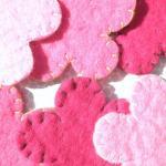3x Multi Pack Wool Pink Felt Rounded Flowers