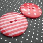 Pair Of 34mm Red Spot & Stripe Buttons