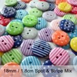 40x 18mm Spot & Stripe Button Mix