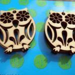 4x Wooden Owl Charms / Pendants