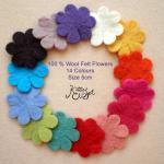 50x 5cm Wholesale Mix Pack Wool Felt Flowers