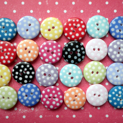 50x Small Polka Dot Spotty Buttons 1.2cm