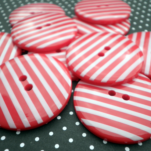 10x 34mm Red Jumbo Stripe Buttons