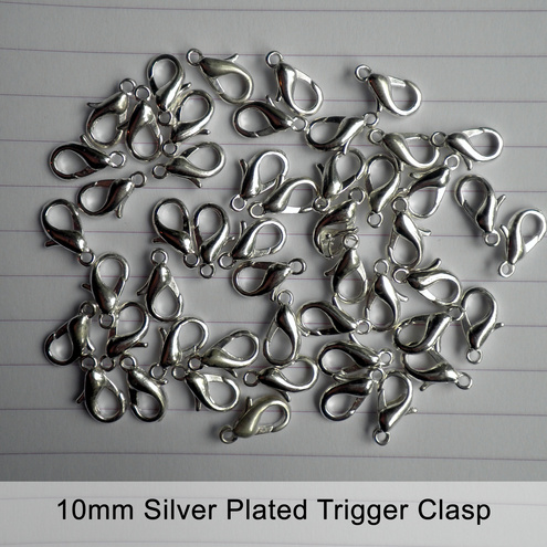 25x 10mm Silver Plated Trigger Clasps