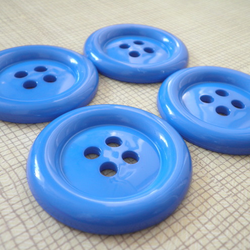 6x Blue 5cm Jumbo Fun Buttons