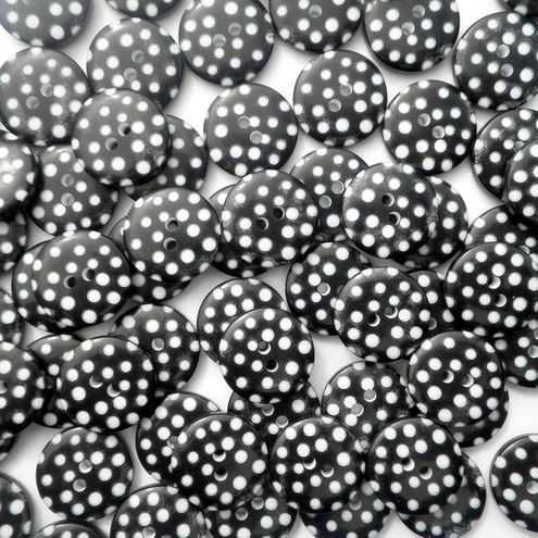 100x 12mm Small Black Spotty Buttons