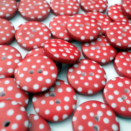 50x 12mm Christmas Red Spotty Buttons