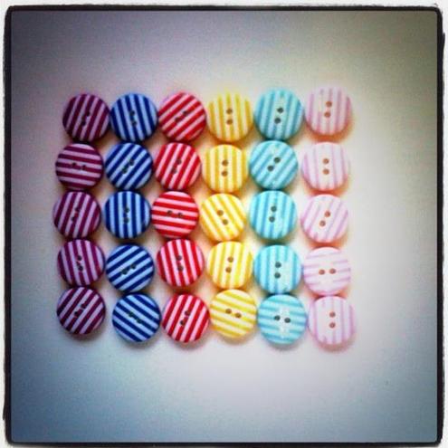 50x 12mm Candy Stripe Mix Buttons