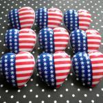 6x Usa Flag Love Heart Buttons